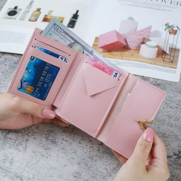 New small wallet for women short three-fold thin Korean version personalized student cute mini coin wallet card bag - Image 2