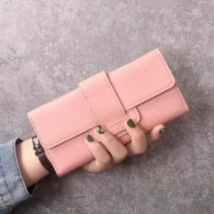 Korean version wallet for women long fashion three-fold bag multi-functional buckle for women clutch wallet card bag