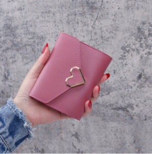 heart shaped wallet yaounde dark pink