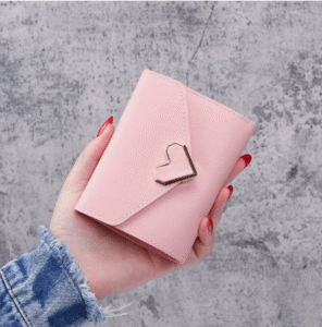 heart shaped wallet yaounde light pink