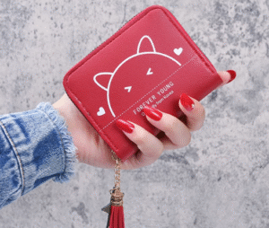 Cute kawaii red wallet with zipper available in Cameroon Yaounde Douala