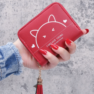 Cute kawaii red wallet with zipper available in Cameroon Yaounde Douala